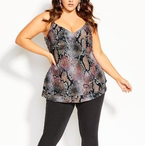 City Chic Serpent Snake print top